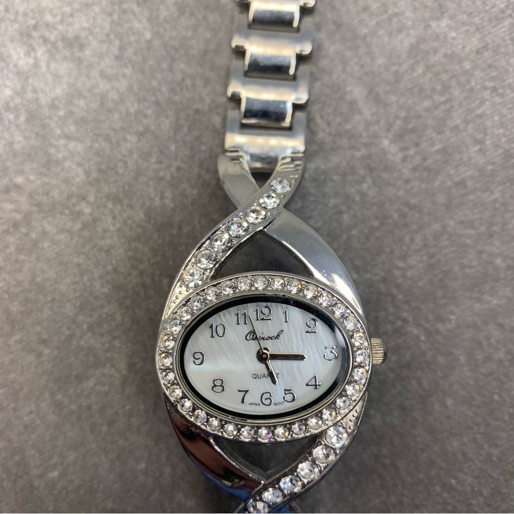 Osirock silver tone crystal rhinestone cubic zirconia stainless steel watch